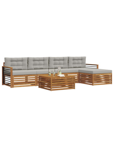 Set di divani con cuscino 6 pcs Grigio Naturale e Chiaro