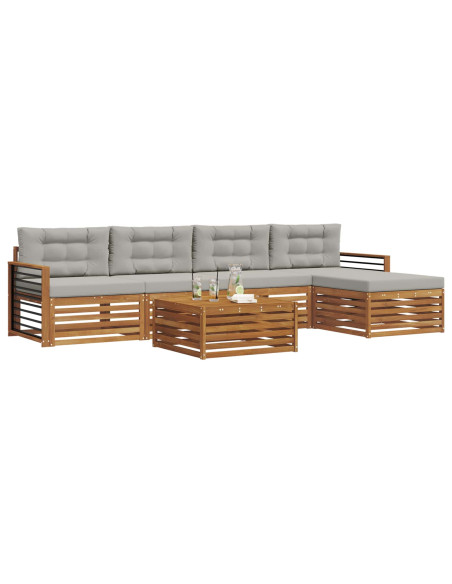 Set di divani con cuscino 6 pcs Grigio Naturale e Chiaro
