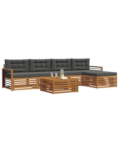 Set di divani con cuscino 6 pcs Naturale e Antracite