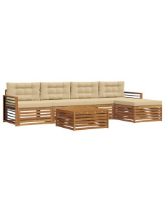 Set di divani con cuscino 6 pcs Naturale e Beige 2