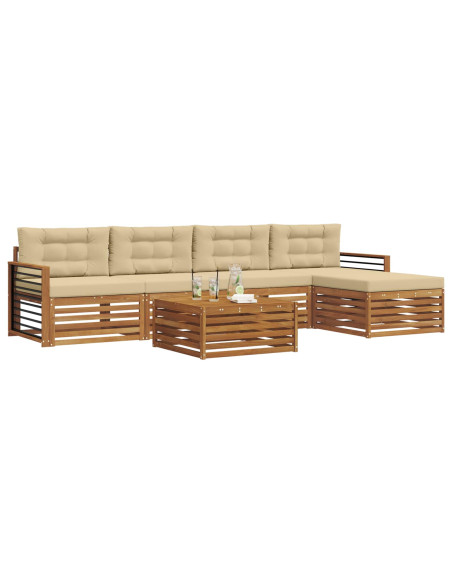Set di divani con cuscino 6 pcs Naturale e Beige