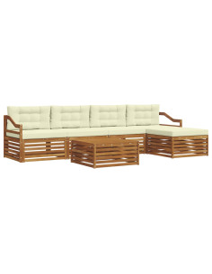 Set di divani con cuscino 6 pcs Naturale e Crema 2