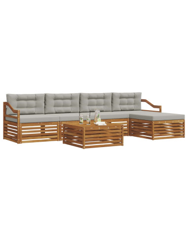 Set di divani con cuscino 6 pcs Grigio Naturale e Chiaro