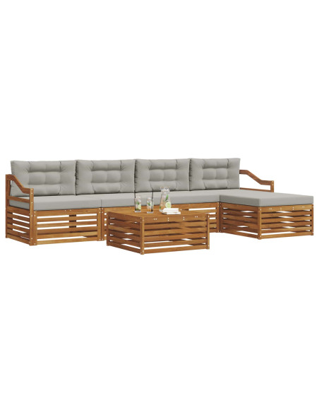 Set di divani con cuscino 6 pcs Grigio Naturale e Chiaro