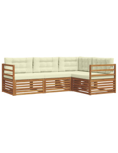 Set di divani con cuscino 4 pcs Naturale e Crema 2