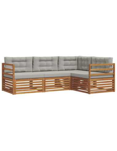 Set di divani con cuscino 13 pcs Grigio Naturale e Chiaro