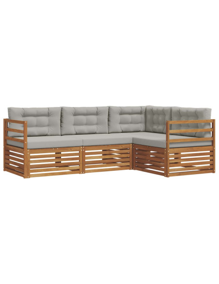 Set di divani con cuscino 13 pcs Grigio Naturale e Chiaro