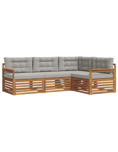 Set di divani con cuscino 13 pcs Grigio Naturale e Chiaro