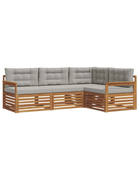 Set di divani con cuscino 13 pcs Grigio Naturale e Chiaro