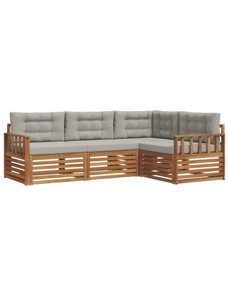 Set di divani con cuscino 13 pcs Grigio Naturale e Chiaro