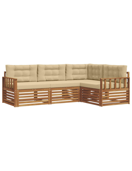 Set di divani con cuscino 4 pcs Naturale e Beige