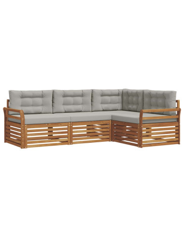 Set di divani con cuscino 13 pcs Grigio Naturale e Chiaro