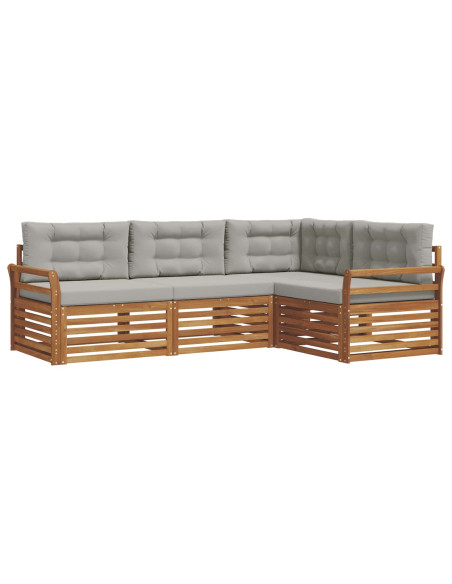 Set di divani con cuscino 13 pcs Grigio Naturale e Chiaro