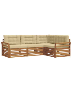 Set di divani con cuscino 4 pcs Naturale e Beige 2