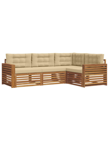 Set di divani con cuscino 4 pcs Naturale e Beige