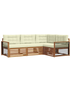 Set di divani con cuscino 4 pcs Naturale e Crema 2