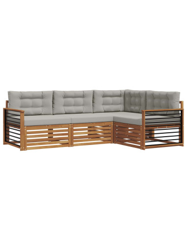 Set di divani con cuscino 13 pcs Grigio Naturale e Chiaro