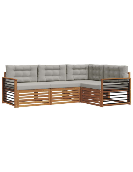 Set di divani con cuscino 13 pcs Grigio Naturale e Chiaro