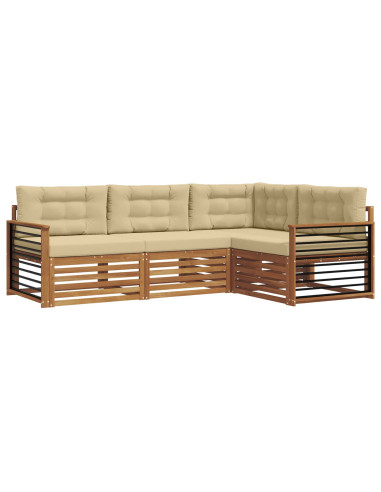 Set di divani con cuscino 4 pcs Naturale e Beige