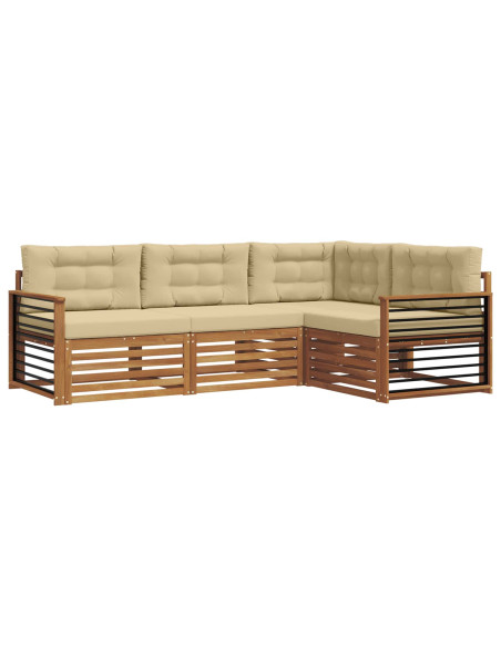 Set di divani con cuscino 4 pcs Naturale e Beige