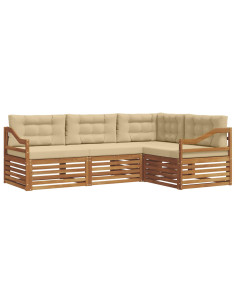 Set di divani con cuscino 4 pcs Naturale e Beige 2