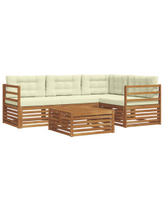 Set di divani con cuscino 5 pcs Naturale e Crema 2