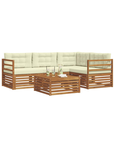 Set di divani con cuscino 5 pcs Naturale e Crema