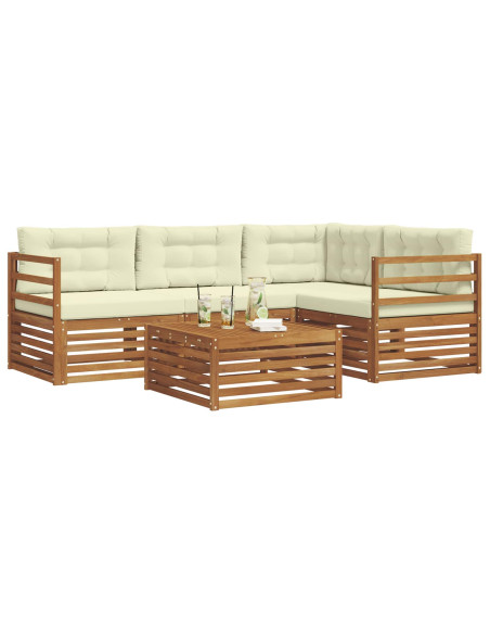 Set di divani con cuscino 5 pcs Naturale e Crema