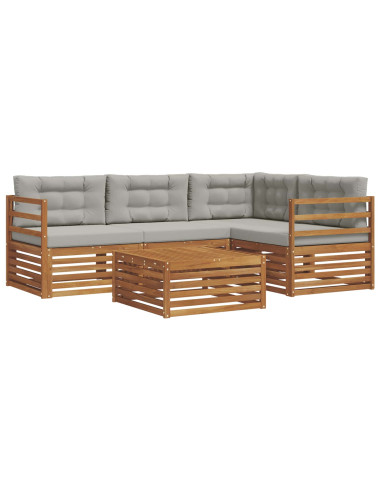 Set di divani con cuscino 5 pcs Grigio Naturale e Chiaro