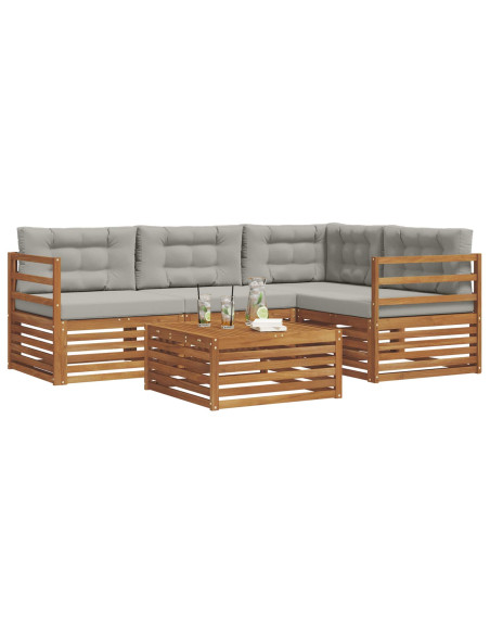Set di divani con cuscino 5 pcs Grigio Naturale e Chiaro