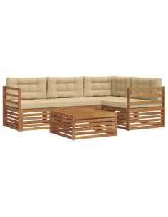Set di divani con cuscino 5 pcs Naturale e Beige 2
