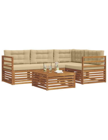 Set di divani con cuscino 5 pcs Naturale e Beige