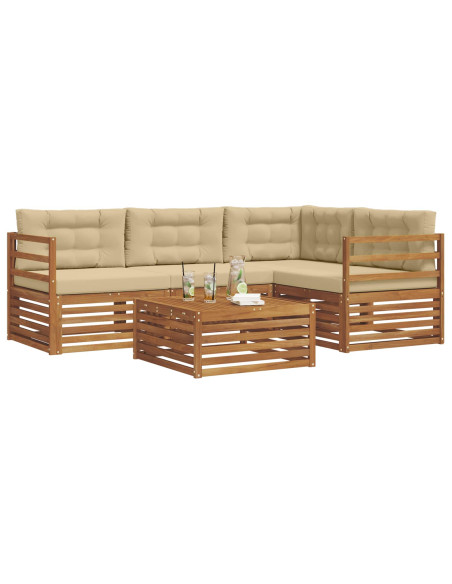 Set di divani con cuscino 5 pcs Naturale e Beige
