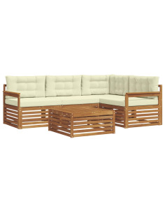 Set di divani con cuscino 5 pcs Naturale e Crema 2
