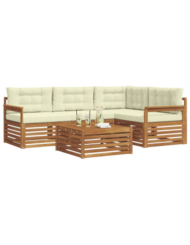 Set di divani con cuscino 5 pcs Naturale e Crema