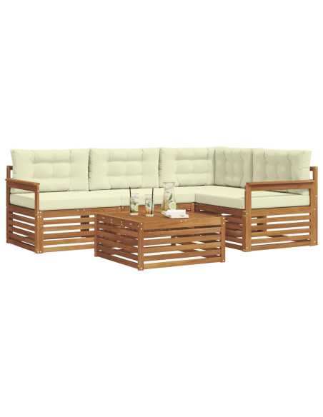 Set di divani con cuscino 5 pcs Naturale e Crema