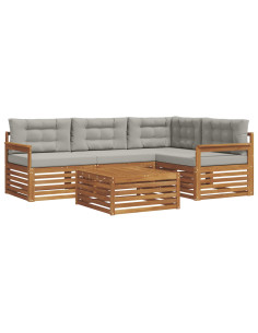 Set di divani con cuscino 5 pcs Grigio Naturale e Chiaro 2