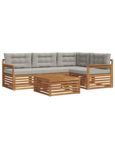 Set di divani con cuscino 5 pcs Grigio Naturale e Chiaro