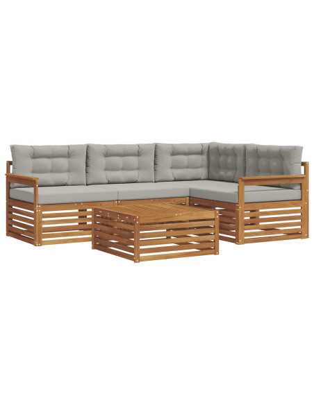 Set di divani con cuscino 5 pcs Grigio Naturale e Chiaro
