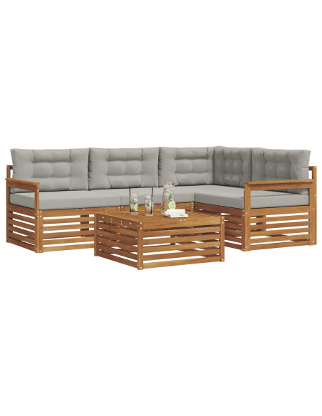 Set di divani con cuscino 5 pcs Grigio Naturale e Chiaro