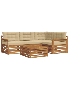 Set di divani con cuscino 5 pcs Naturale e Beige 2