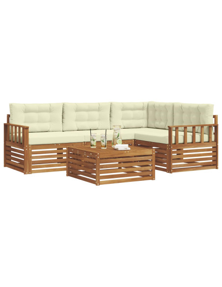 Set di divani con cuscino 5 pcs Naturale e Crema