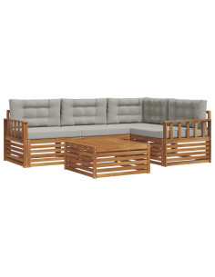 Set di divani con cuscino 5 pcs Grigio Naturale e Chiaro 2