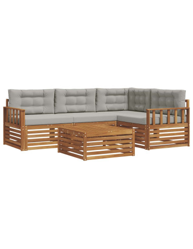 Set di divani con cuscino 5 pcs Grigio Naturale e Chiaro