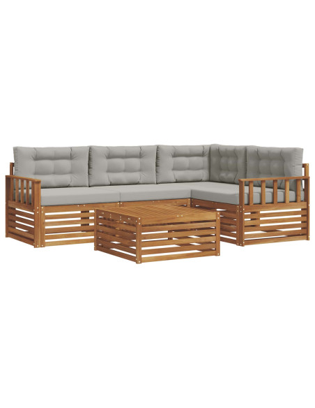 Set di divani con cuscino 5 pcs Grigio Naturale e Chiaro