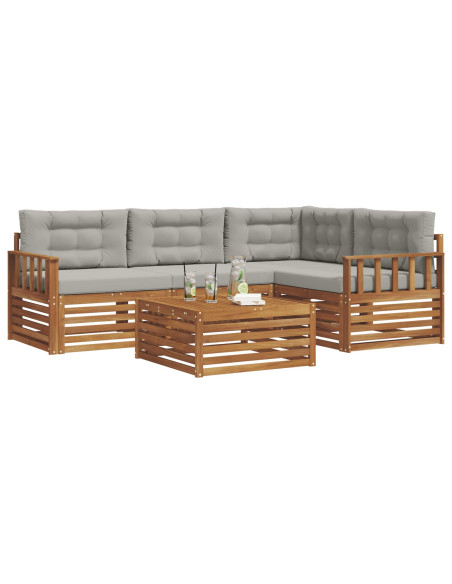 Set di divani con cuscino 5 pcs Grigio Naturale e Chiaro