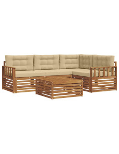 Set di divani con cuscino 5 pcs Naturale e Beige 2