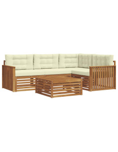 Set di divani con cuscino 5 pcs Naturale e Crema 2
