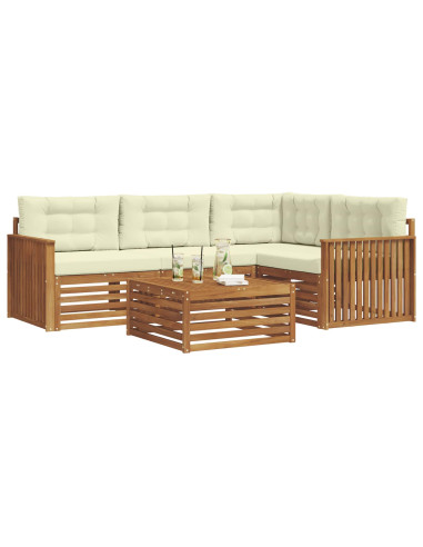 Set di divani con cuscino 5 pcs Naturale e Crema