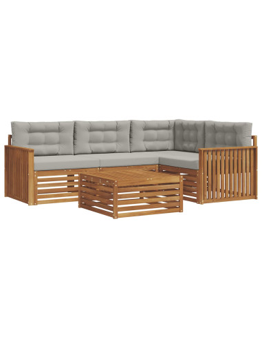 Set di divani con cuscino 5 pcs Grigio Naturale e Chiaro